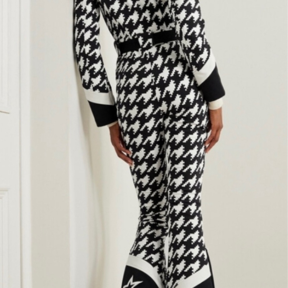 Perfect Moment Allos Houndstooth One-Piece Hooded Ski Suit Black L